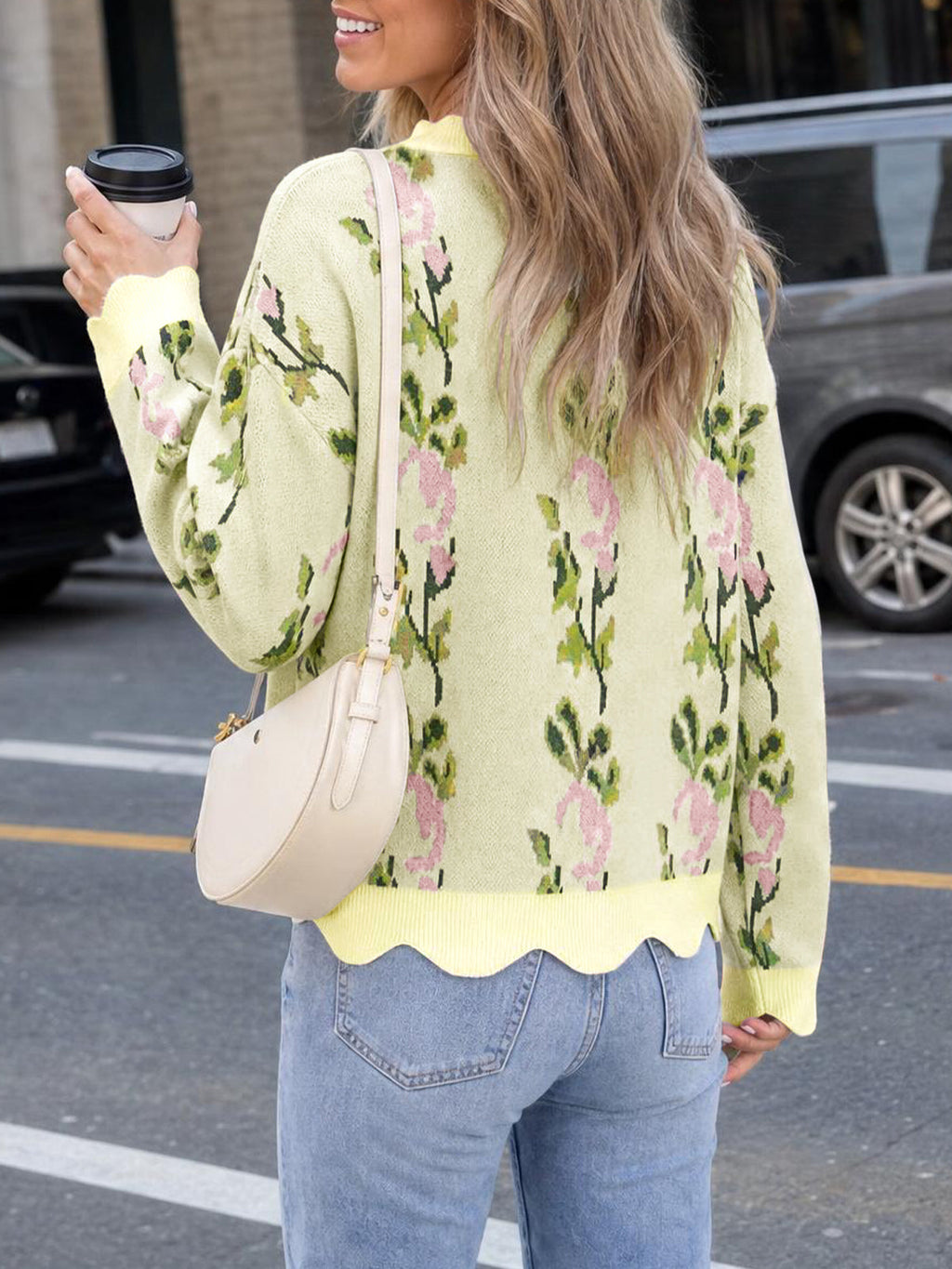usvara Women Floral Long Sleeve Sweater