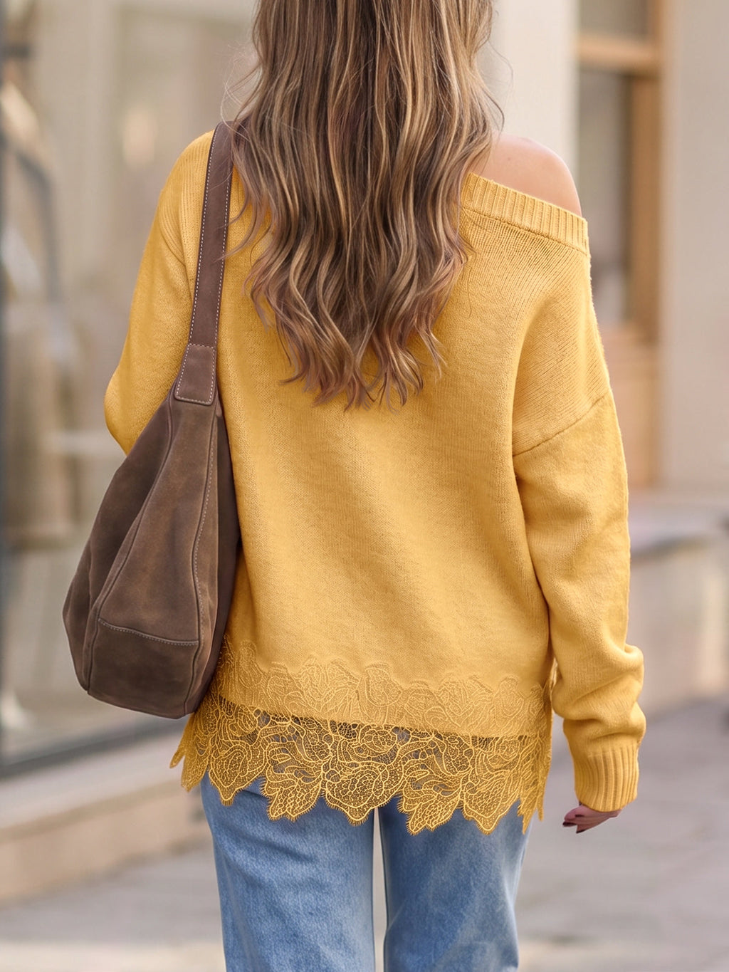 usvara Women Lace Patchwork Sweater