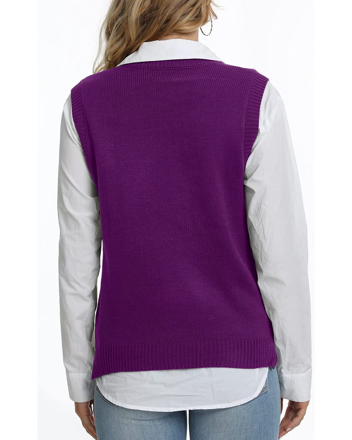 usvara Womens V Neck Argyle Knit Tops