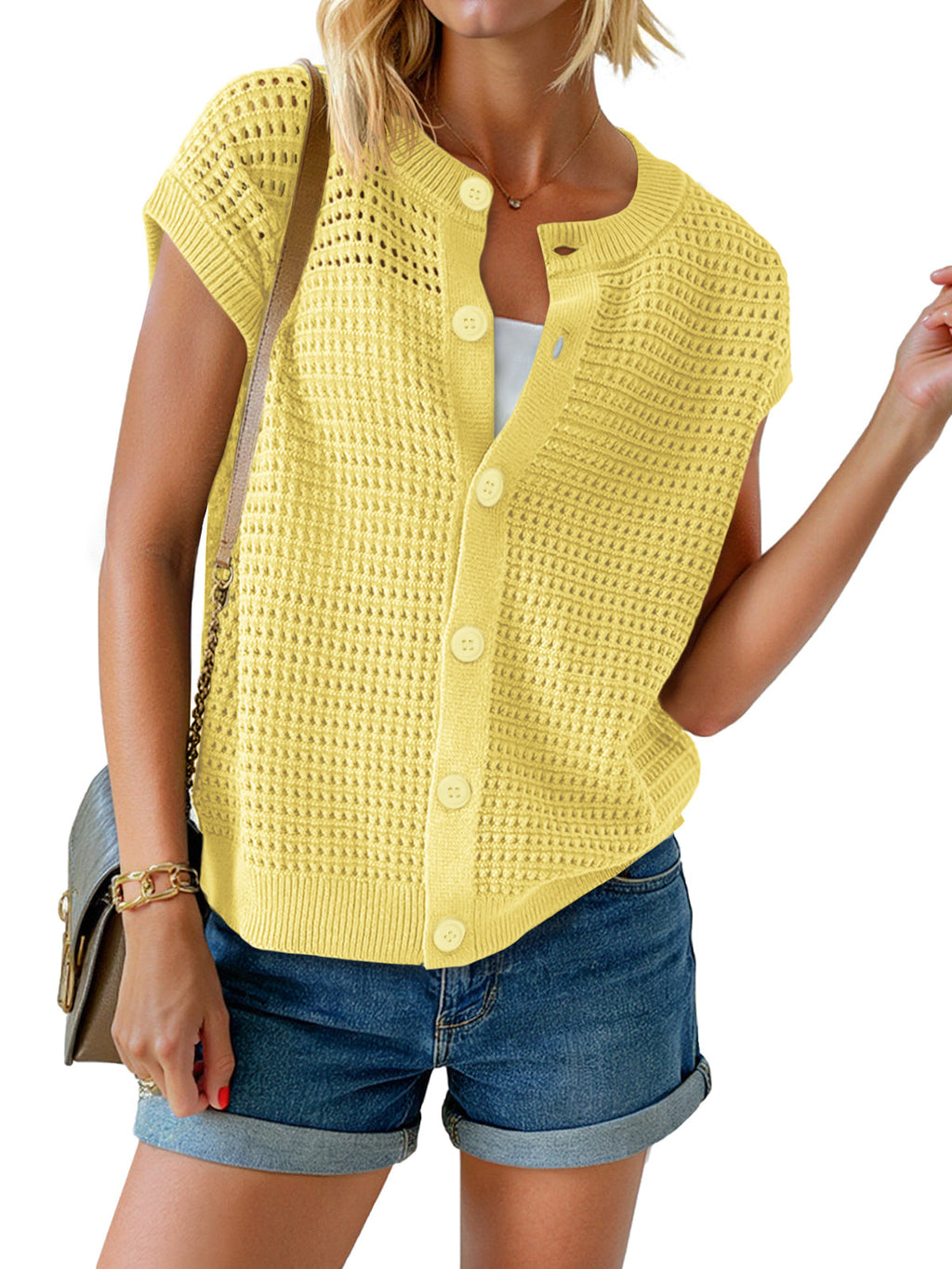 usvara Womens Short Cap Sleeve Sweater Vest