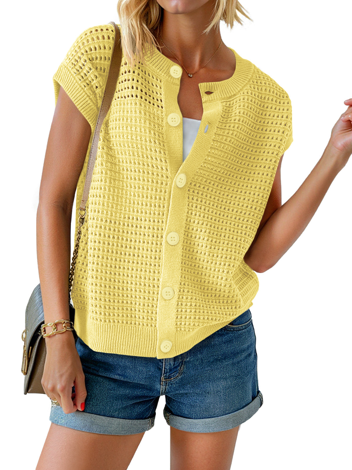 usvara Womens Short Cap Sleeve Sweater Vest