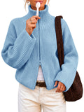 usvara Women Zip Up Chunky Knit Sweater
