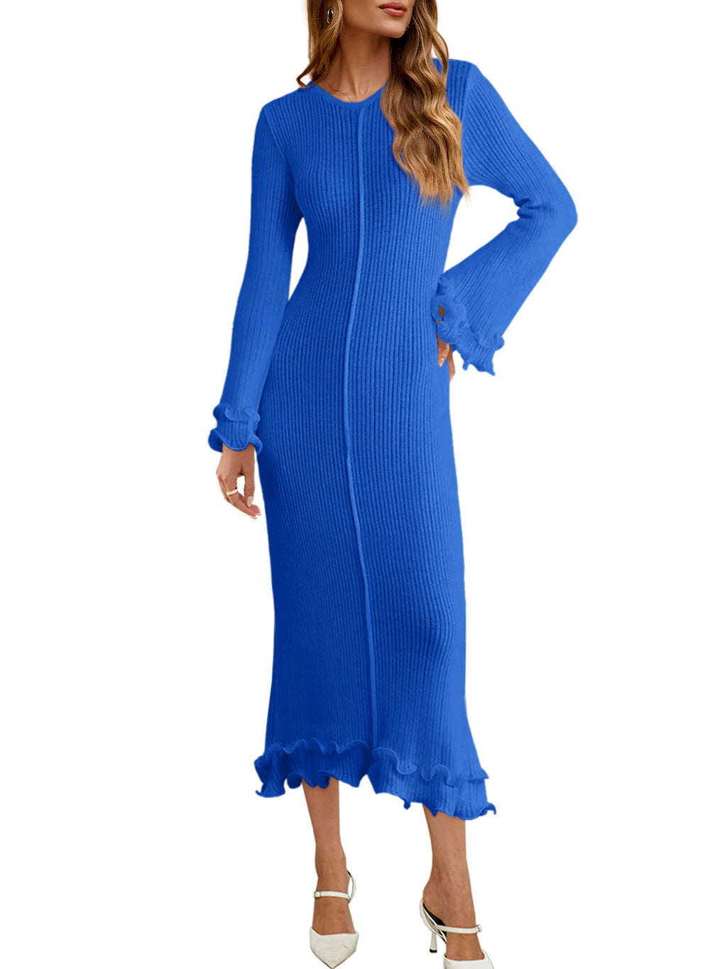 usvara Womens Bell Sleeve Bodycon Dress