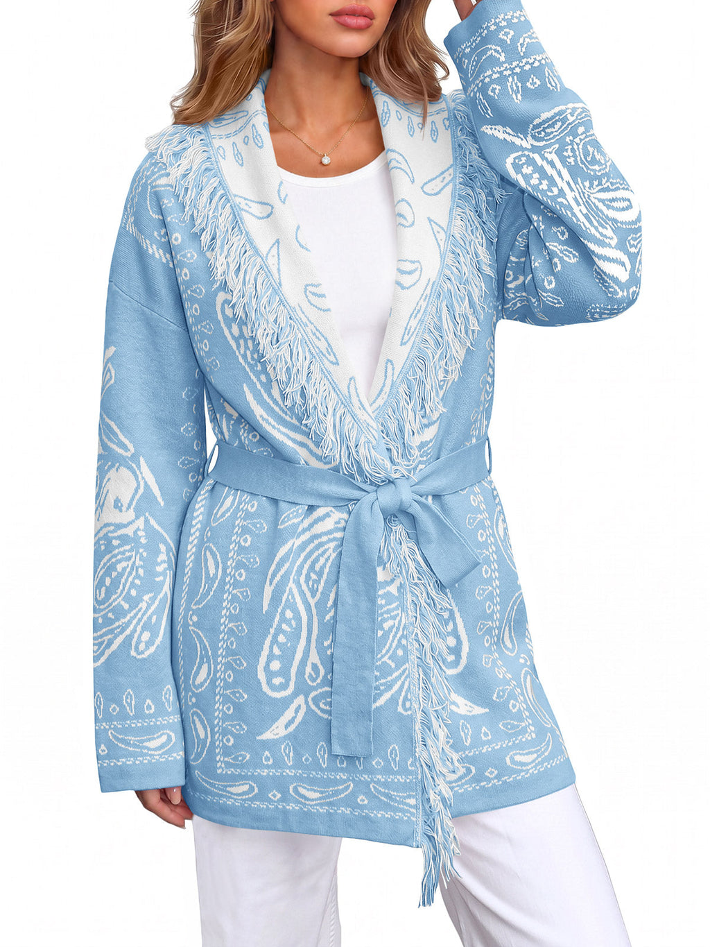 usvara Womens Tassel Knit Cardigan
