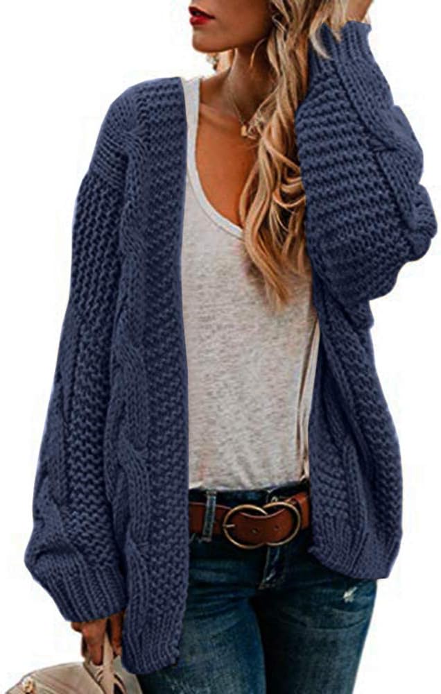 usvara Women Oversized Chunky Cable Knit Cardigan