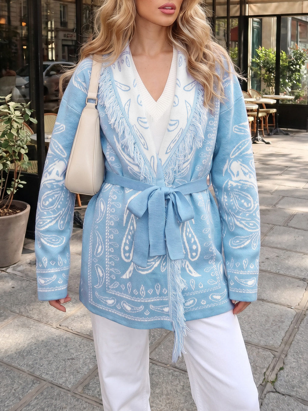 usvara Womens Tassel Knit Cardigan