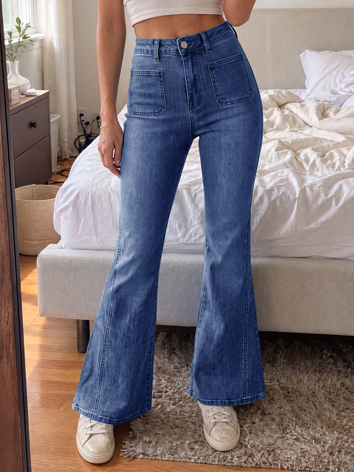 usvara Womens High Waisted Flare Jeans