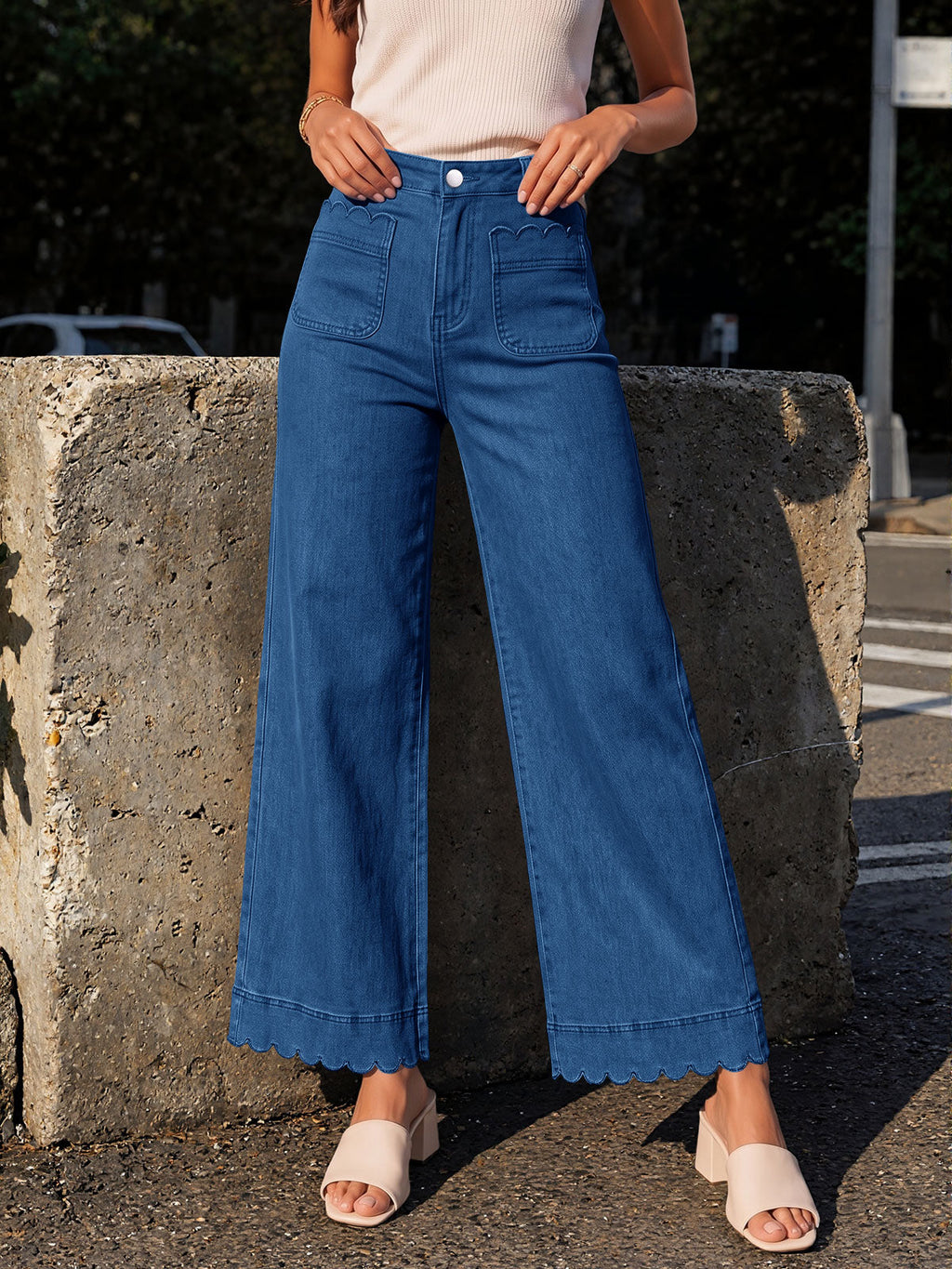 usvara Womens High Waisted Wide Leg Jeans