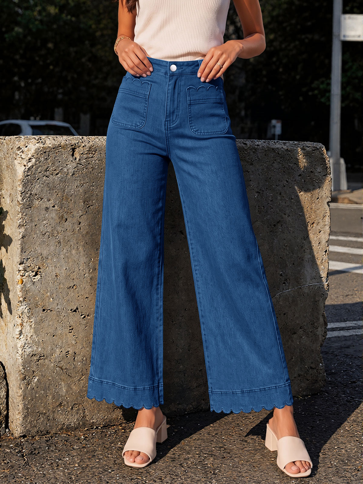 usvara Womens High Waisted Wide Leg Jeans