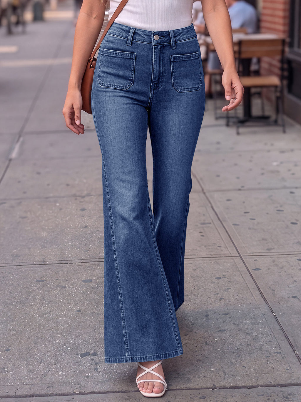 usvara Womens High Waisted Flare Jeans