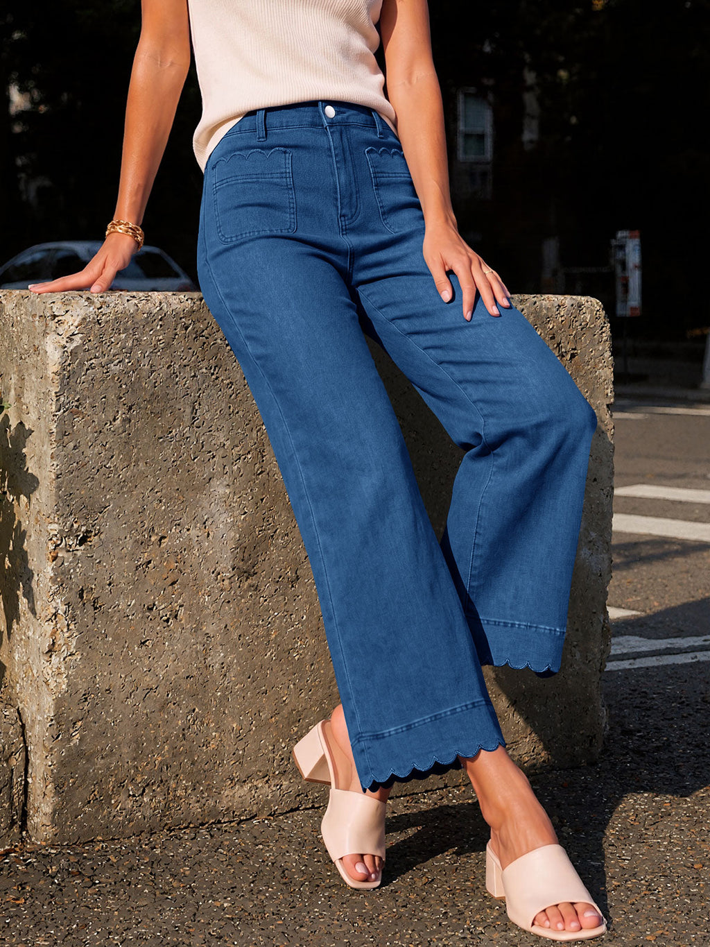 usvara Womens High Waisted Wide Leg Jeans