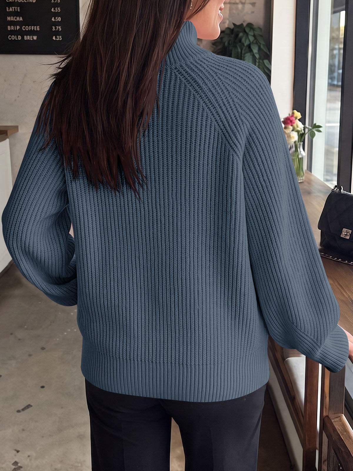 usvara Womens High Neck Oversized Knit Sweater