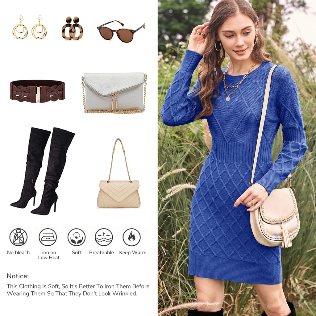 usvara Womens Bodycon Mini Sweater Dress