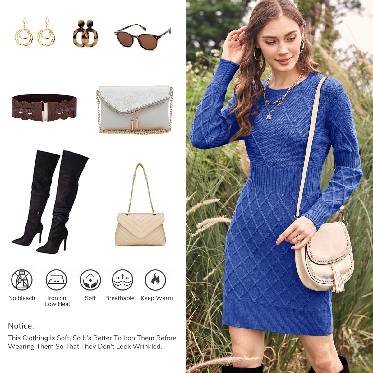 usvara Womens Bodycon Mini Sweater Dress
