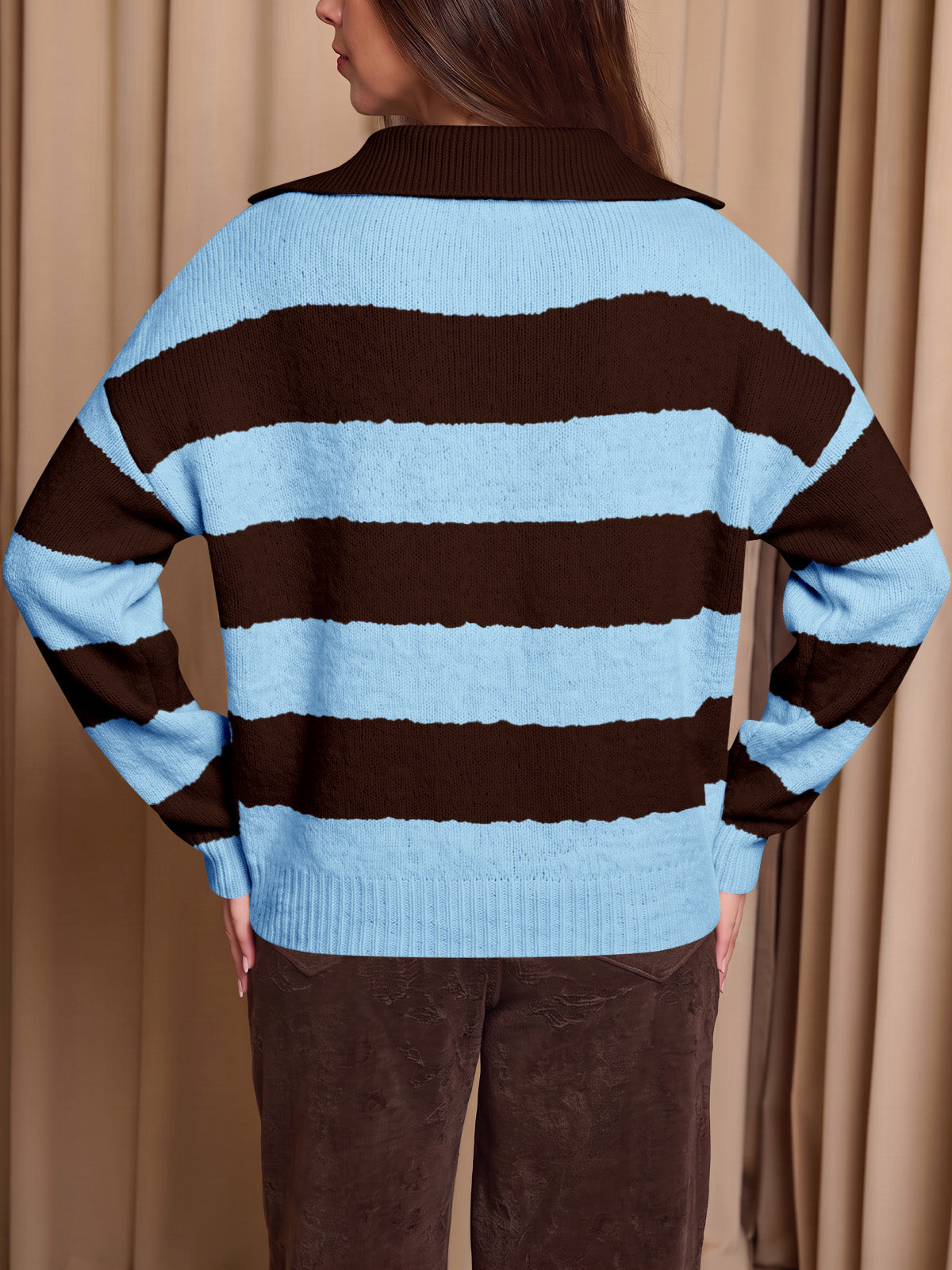 usvara Womens Striped Polo V Neck Sweaters