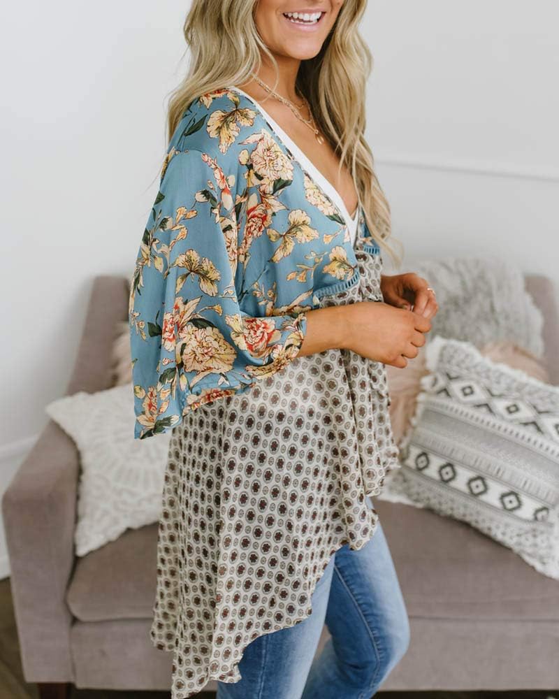 usvara Womens Tie Front Floral Kimono Cardigans