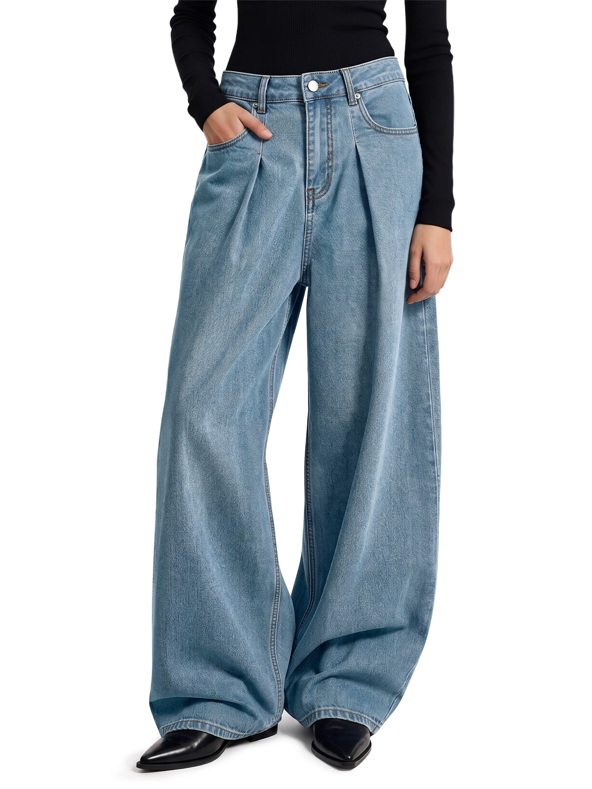 usvara Womens High Waisted Wide Leg Jeans