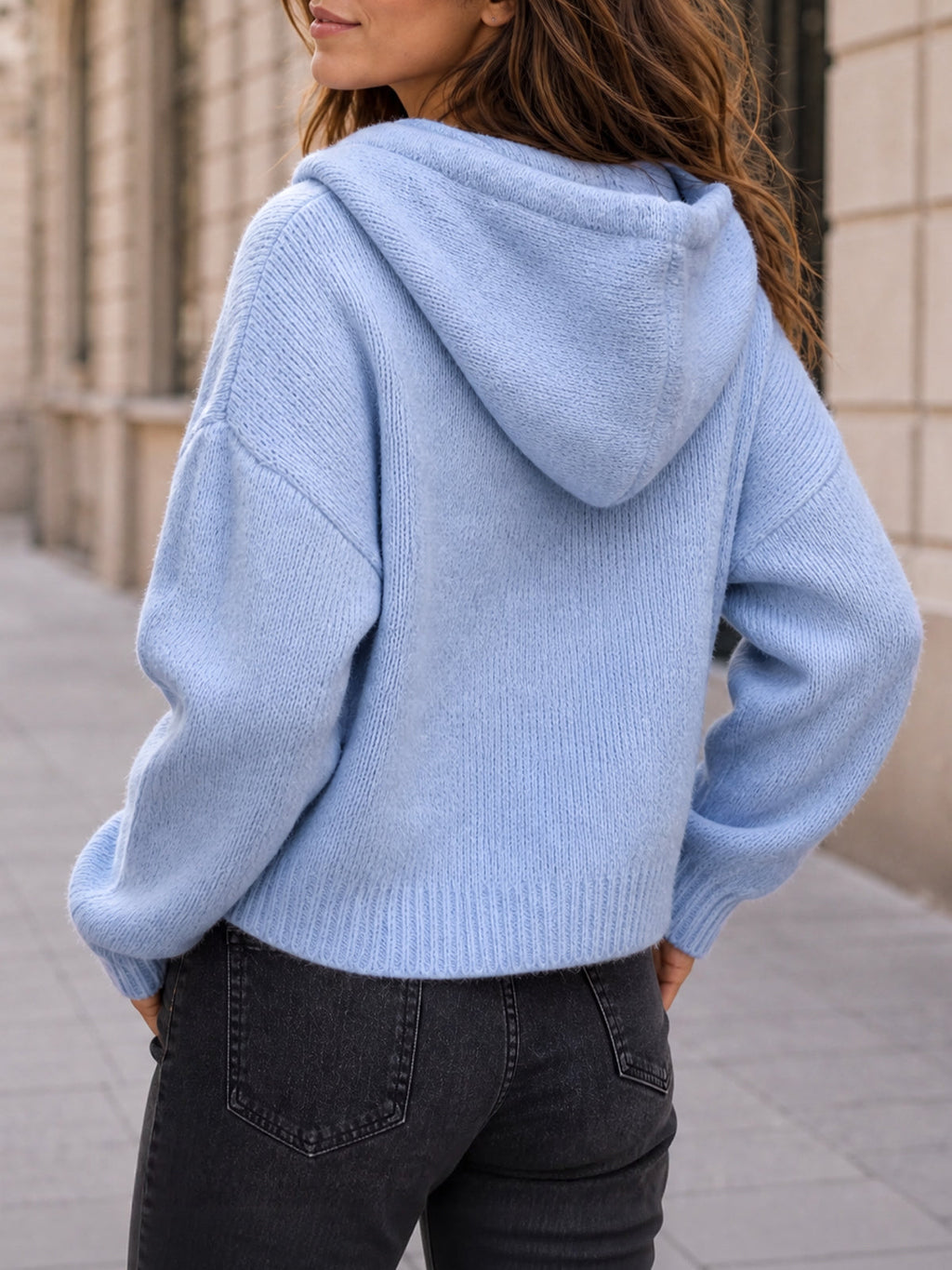 usvara Womens Zip Up Hooded Knit Cardigan