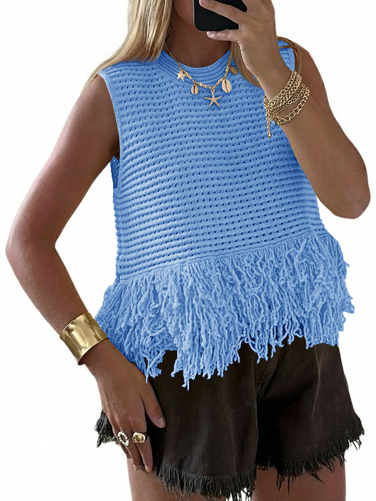 usvara Women Boho Crochet Knit Tank Top