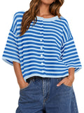 usvara Women Striped Cropped Cardigan