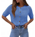 usvara Womens Crochet Short Sleeve Button Down Cardigan