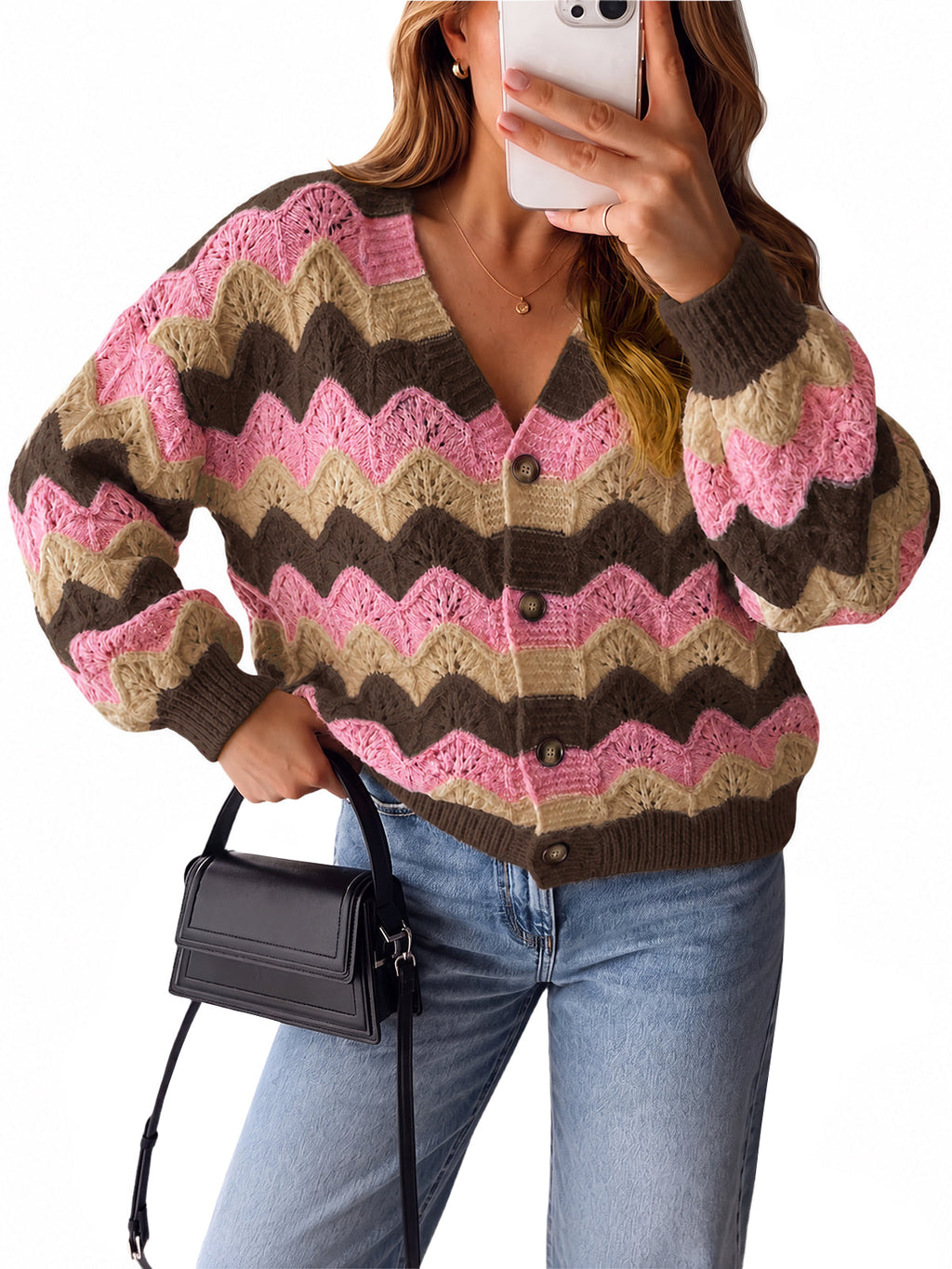 usvara Women Oversized Striped Cardigan