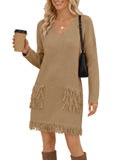 usvara Womens V Neck Sweater Dress