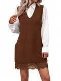 usvara Womens V Neck Tunic Sweater Vest