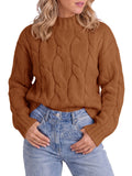 usvara Womens Mock Neck Cable Knit Sweater