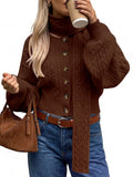 usvara Womens Cable Knit Cardigan with Scarf