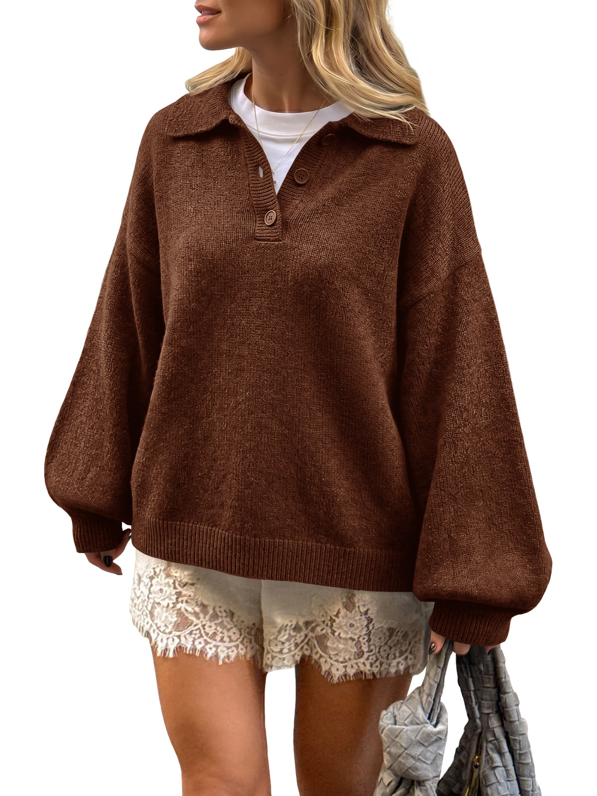 usvara Womens Polo V Neck Sweater