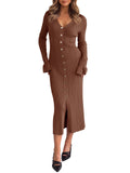 usvara Womens V Neck Midi Sweater Dress