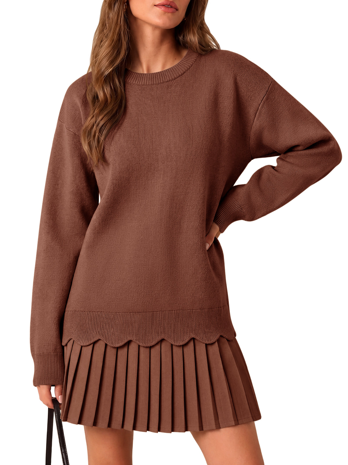 usvara Women Pleated Sweater Dress