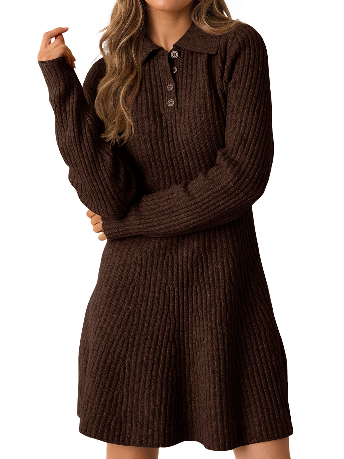 usvara Womens Ribbed Knit Sweater Dress