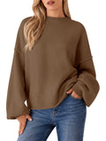 usvara Womens Oversized Crewneck Knit Pullover Tops