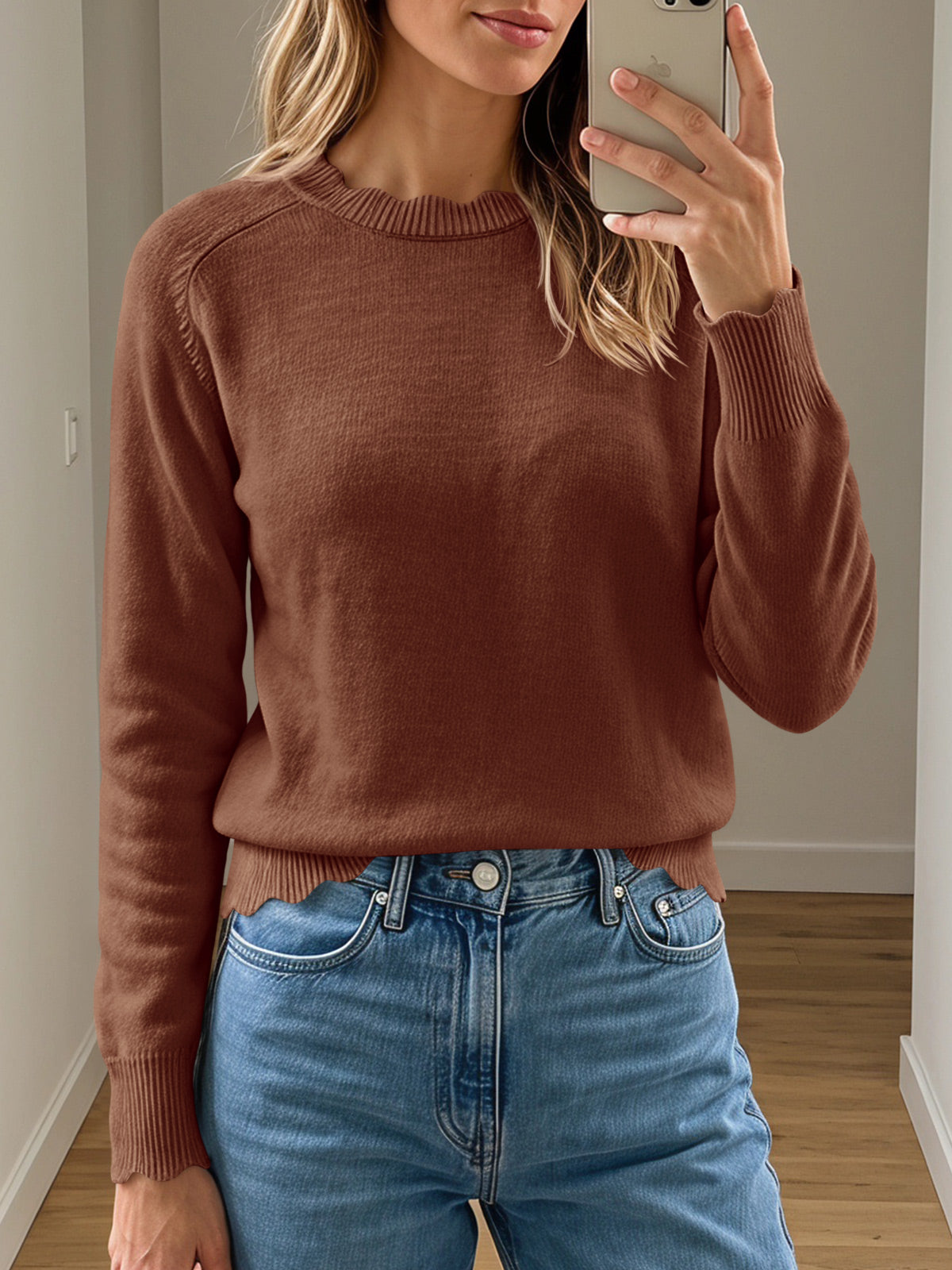 usvara Womens Long Sleeve Knit Sweater Tops