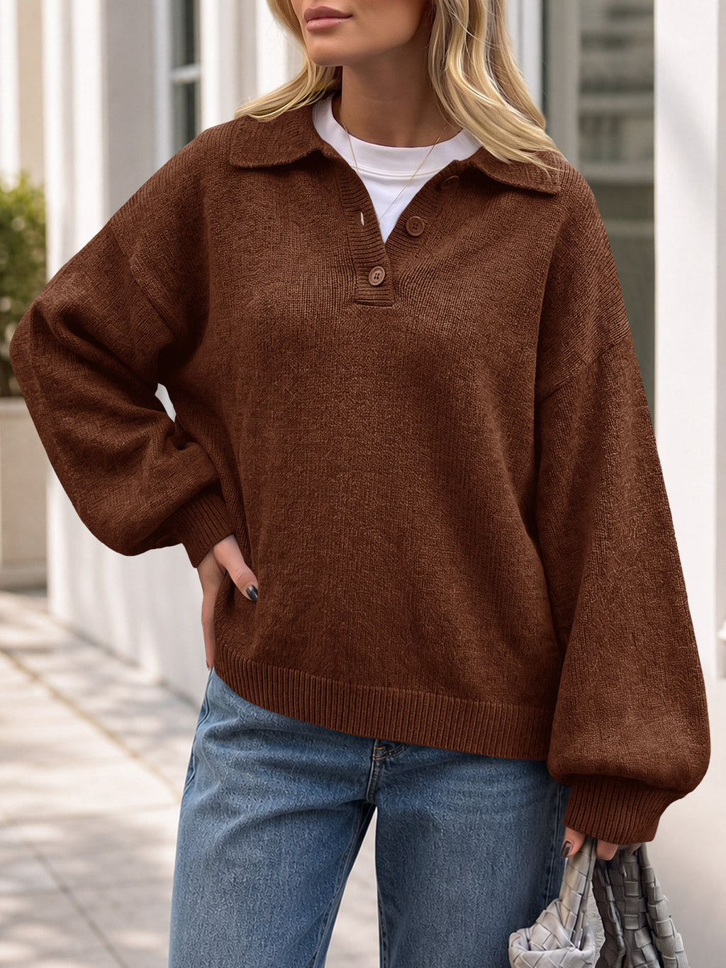 usvara Womens Polo V Neck Sweater