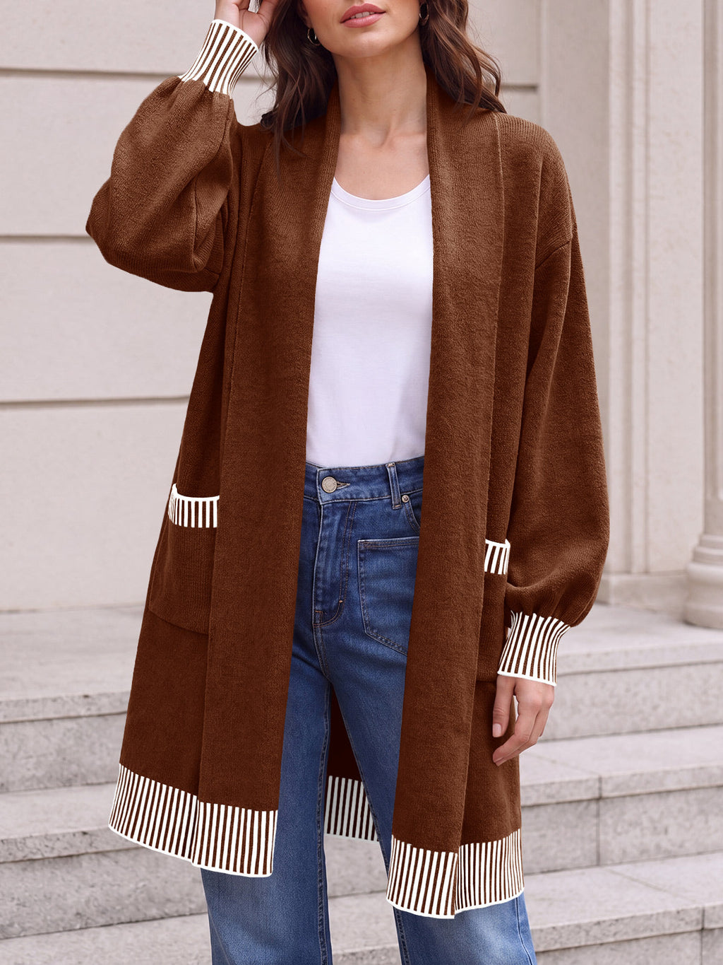 usvara Womens Fall Oversized Cardigan with Pockets