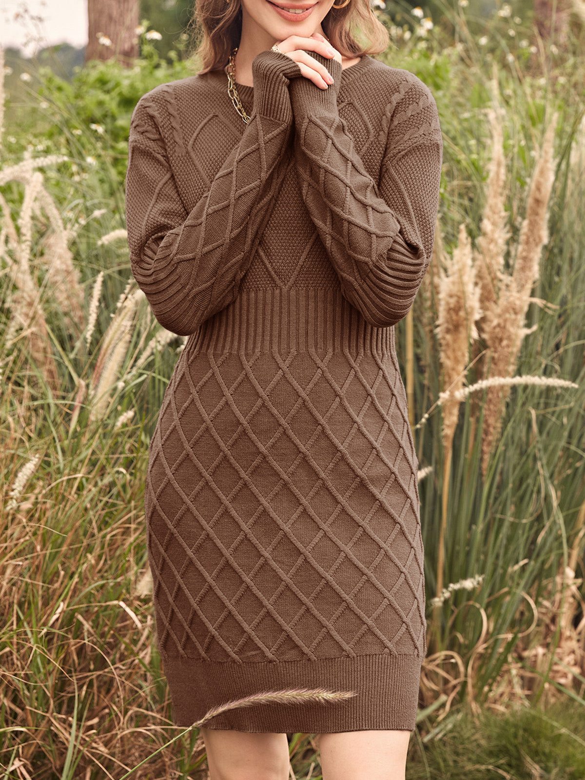 usvara Womens Bodycon Mini Sweater Dress