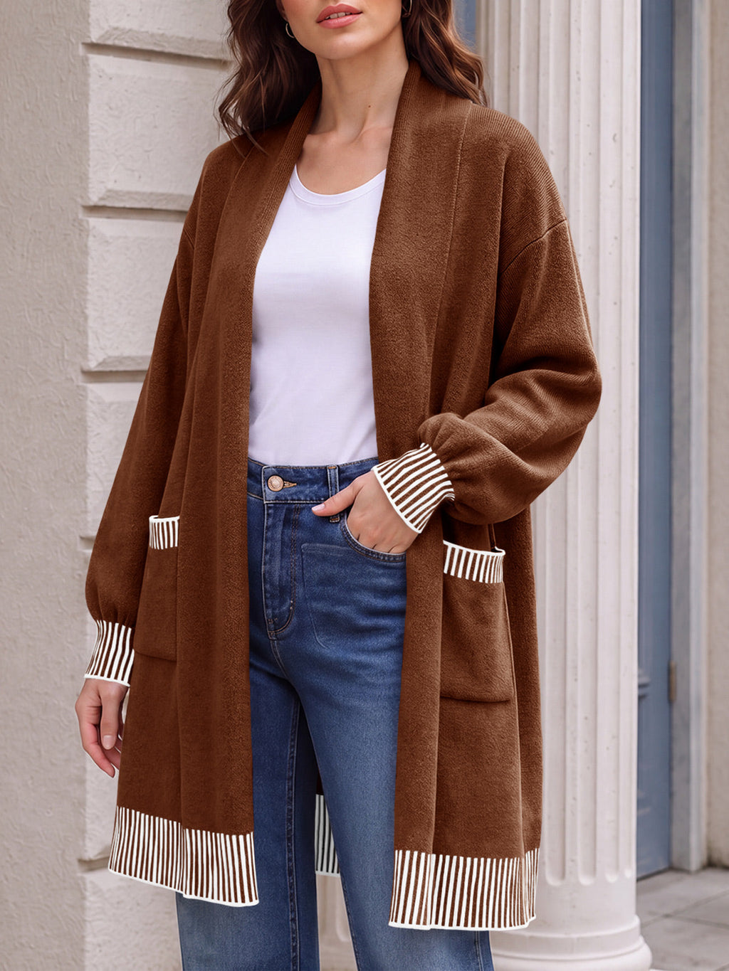 usvara Womens Fall Oversized Cardigan with Pockets
