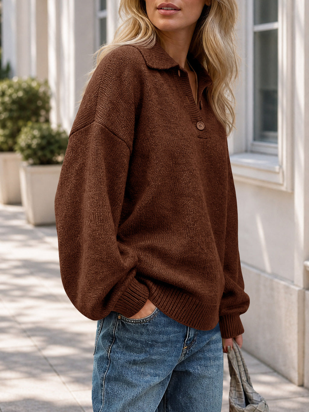 usvara Womens Polo V Neck Sweater