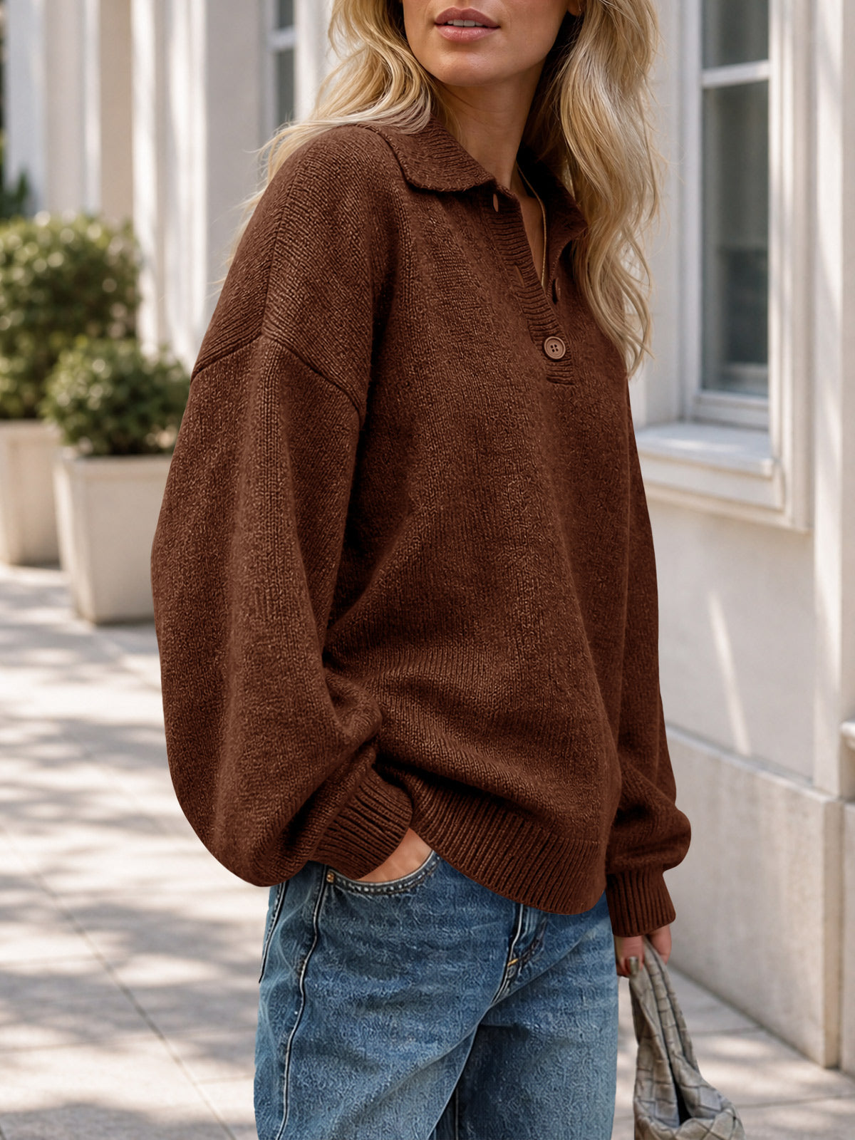 usvara Womens Polo V Neck Sweater