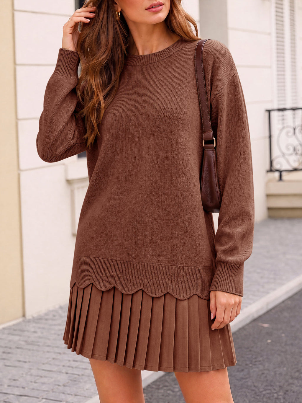 usvara Women Pleated Sweater Dress