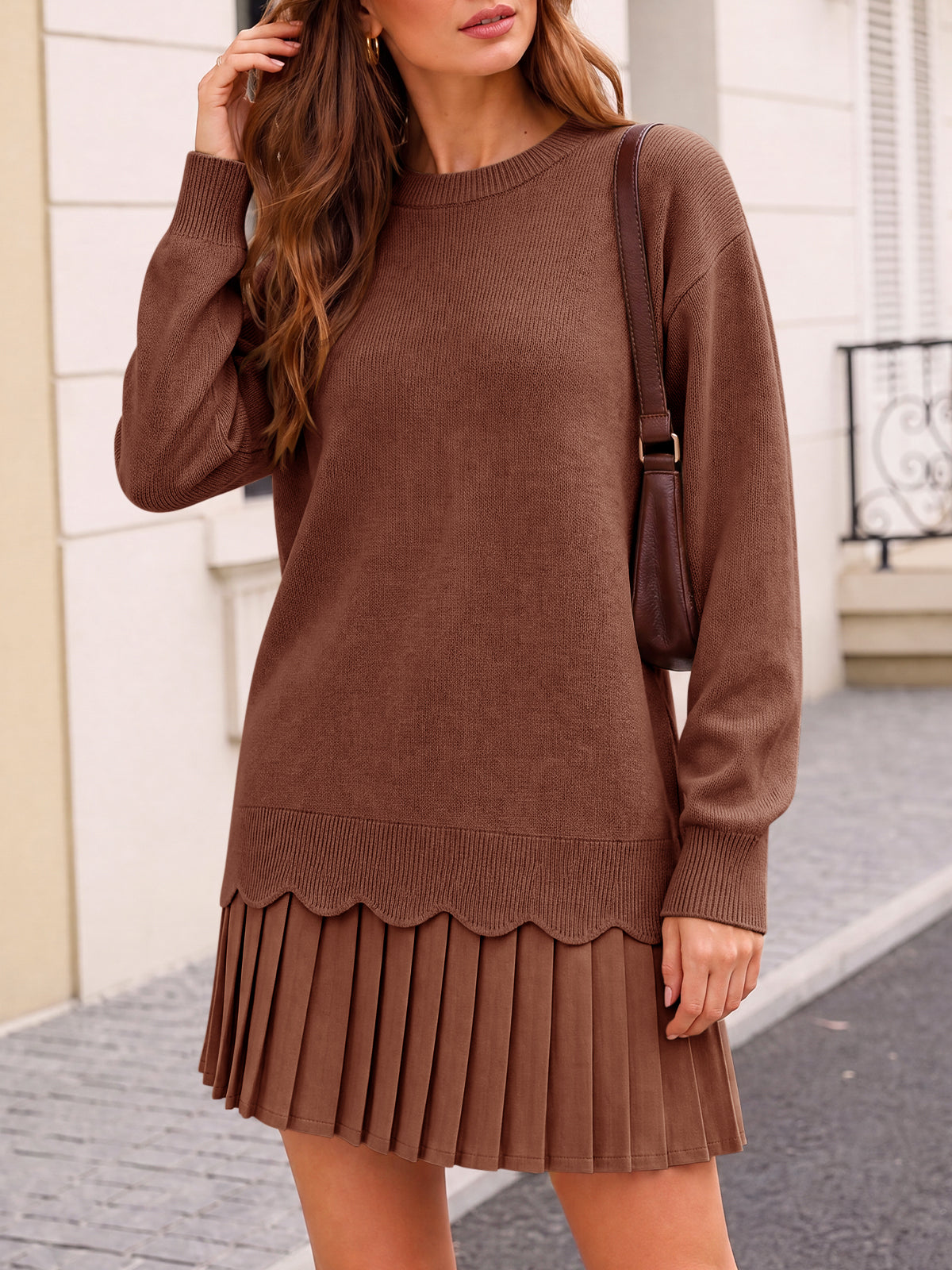 usvara Women Pleated Sweater Dress