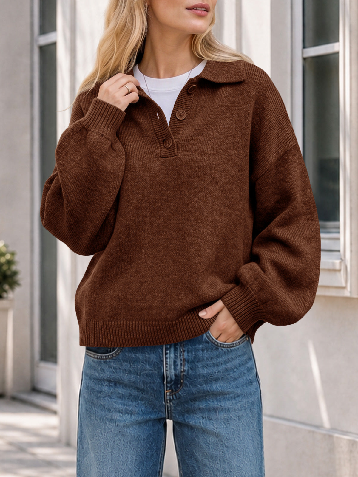 usvara Womens Polo V Neck Sweater