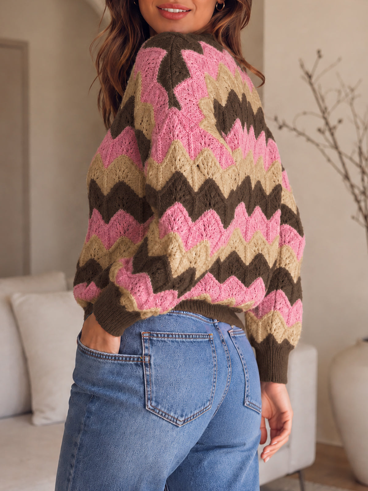 usvara Women Oversized Striped Cardigan