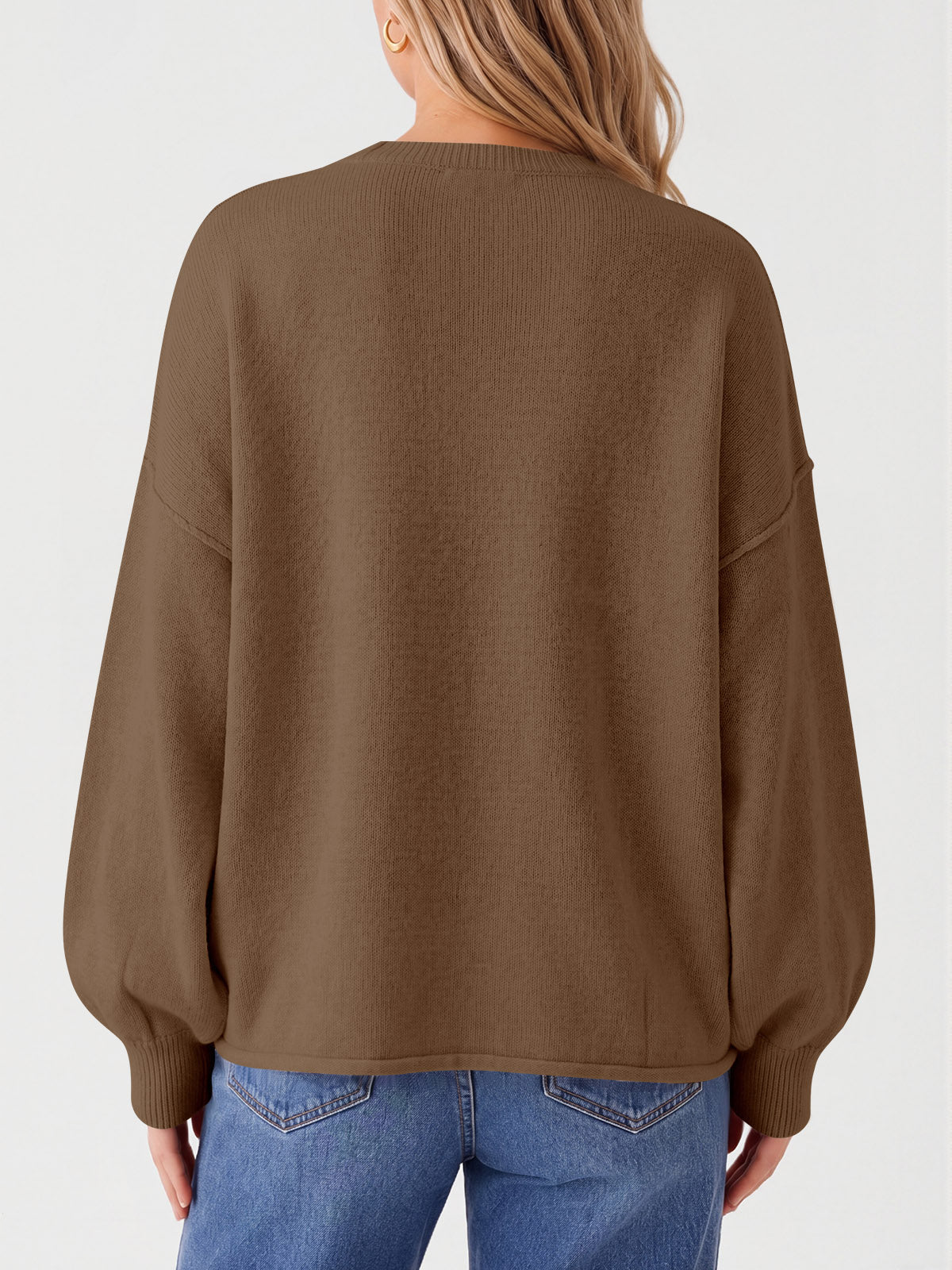 usvara Womens Oversized Crewneck Knit Pullover Tops