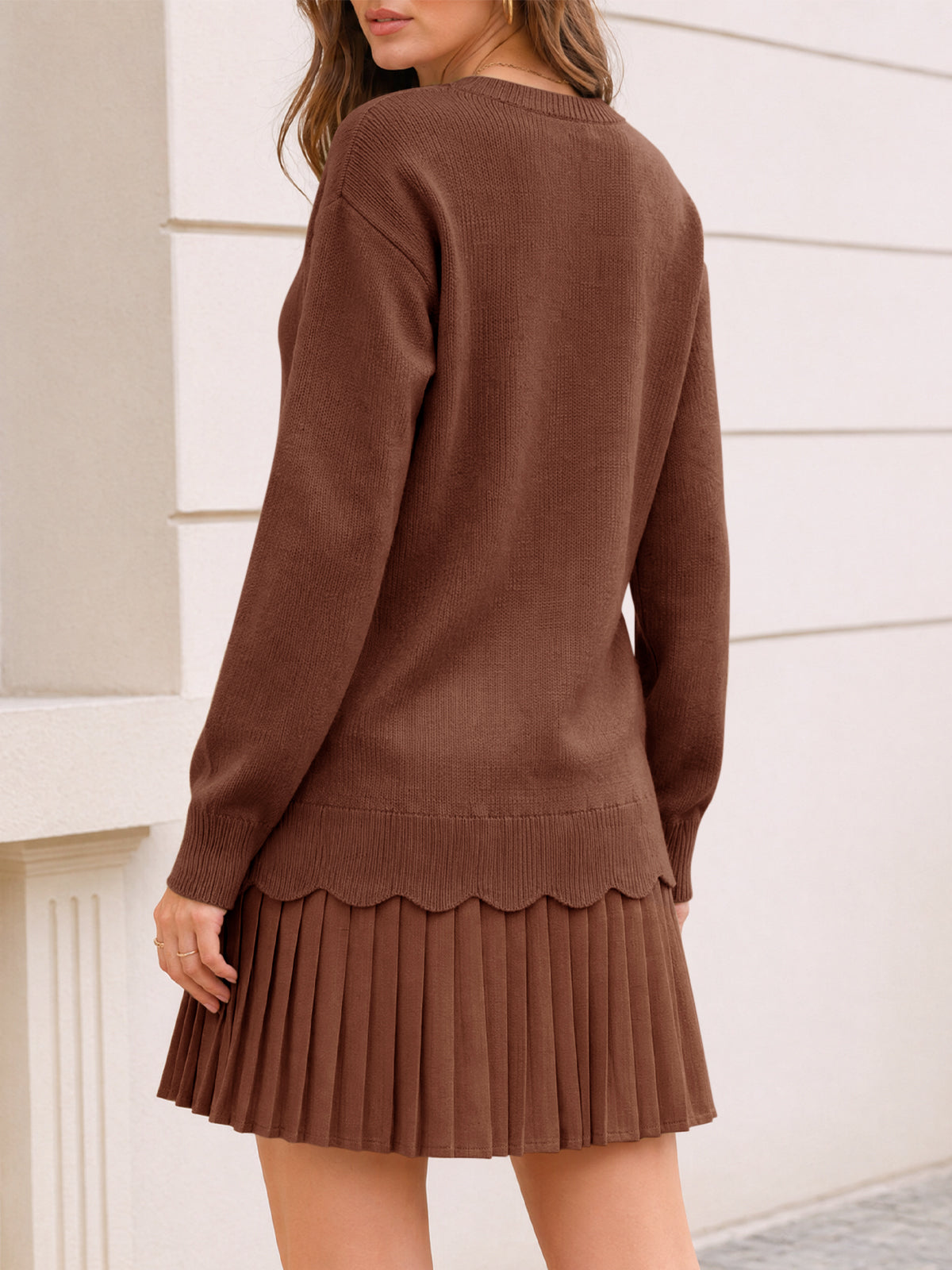 usvara Women Pleated Sweater Dress