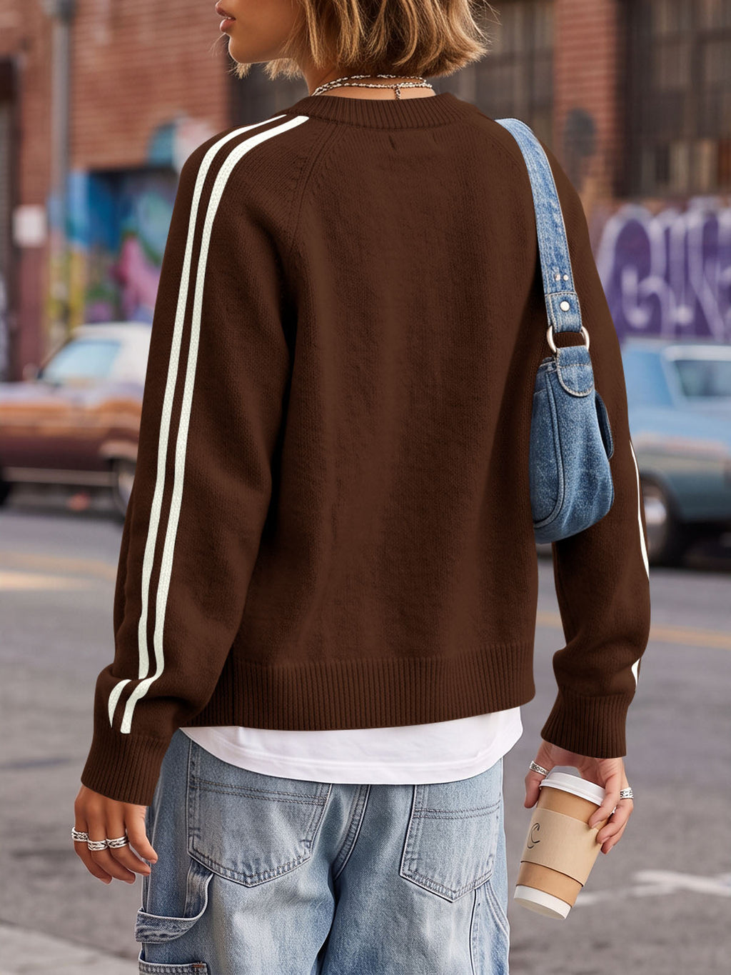 usvara Womens Zip Up Crew Neck Cardigan
