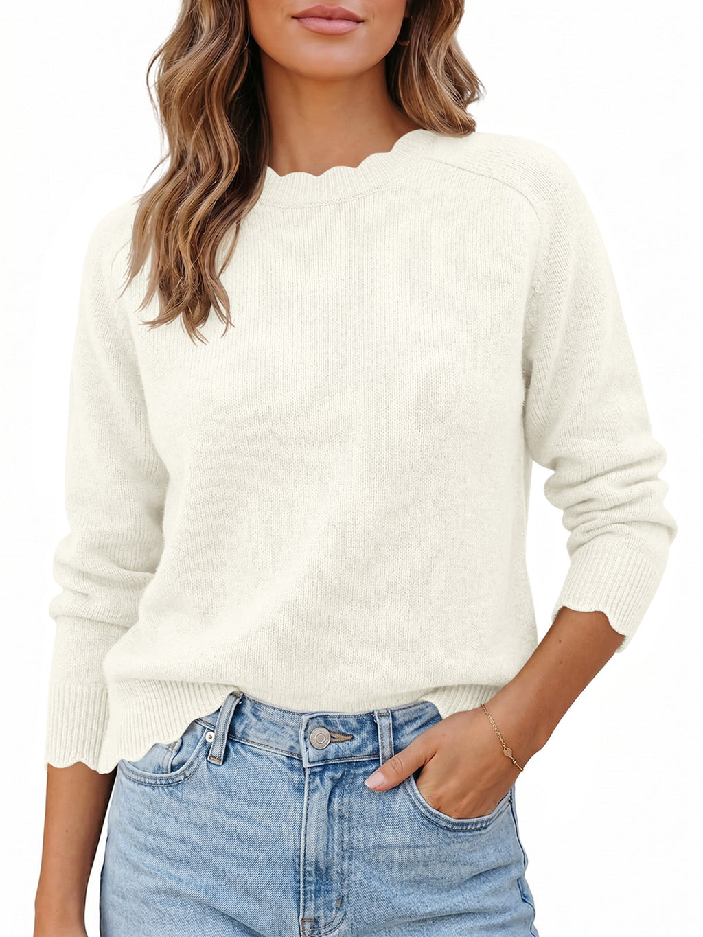 usvara Womens Long Sleeve Knit Sweater Tops